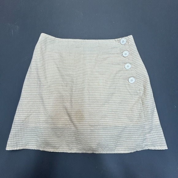 Urban Outfitters Dresses & Skirts - Urban Outfitters Mini Skirt Women's M Plaid Yellow A-Line Button Side Classic